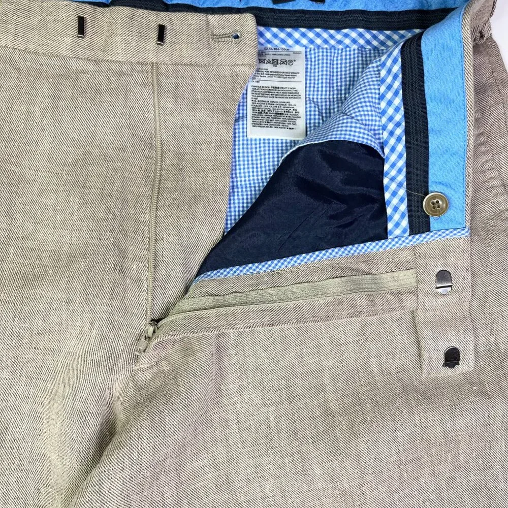 Banana Republic 38 Modern Slim Pants Flat Front Beige Linen Twill *28.5